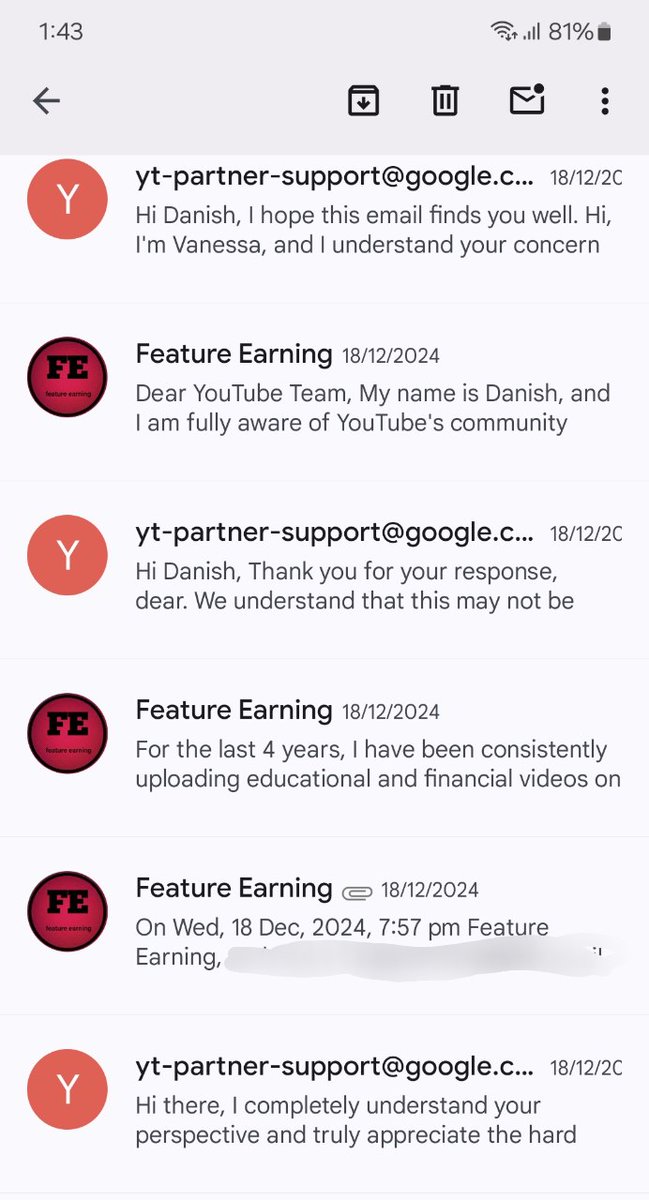 FE 🥷 (@feature_earning) on Twitter photo <a href="/YouTubeCreators/">YouTube Creators</a> <a href="/YTCreatorsIndia/">YouTube Creators India</a>
<a href="/TeamYouTube/">TeamYouTube</a> , <a href="/nealmohan/">Neal Mohan</a> , <a href="/YouTubeIndia/">YouTube India</a> <a href="/YouTubeGaming/">YouTube Gaming</a>
😔😔 SAD News:
It has been over 30 days, yet the YouTube team has not reviewed my channel. They state there is no specific time frame for channel reviews, and it could take an <a href="/YouTubeCreators/">YouTube Creators</a> <a href="/YTCreatorsIndia/">YouTube Creators India</a>
<a href="/TeamYouTube/">TeamYouTube</a> , <a href="/nealmohan/">Neal Mohan</a> , <a href="/YouTubeIndia/">YouTube India</a> <a href="/YouTubeGaming/">YouTube Gaming</a>
😔😔 SAD News:
It has been over 30 days, yet the YouTube team has not reviewed my channel. They state there is no specific time frame for channel reviews, and it could take an