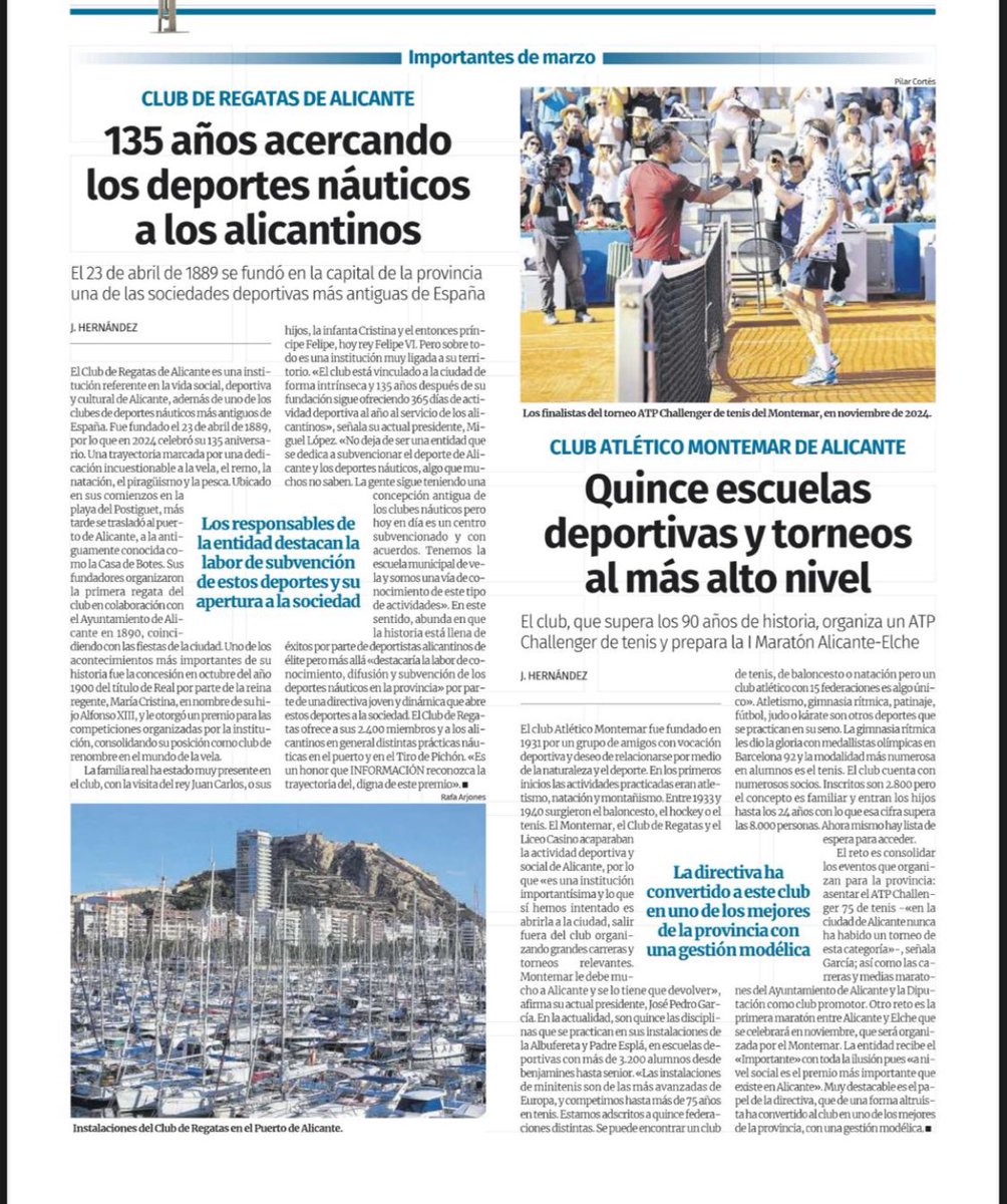 El Real Club de Regatas, premio Importante del diario Información ‼️