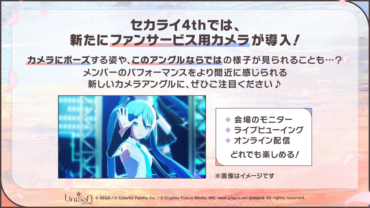 セカライ4th では、新たにファンサービス用カメラが導入されています