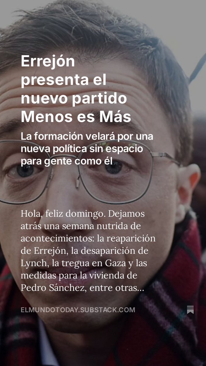 Ya disponible nuestro boletín dominical gratuito. Apúntate para que llegue a tu correo cada semana. elmundotoday.substack.com/p/errejon-pres…