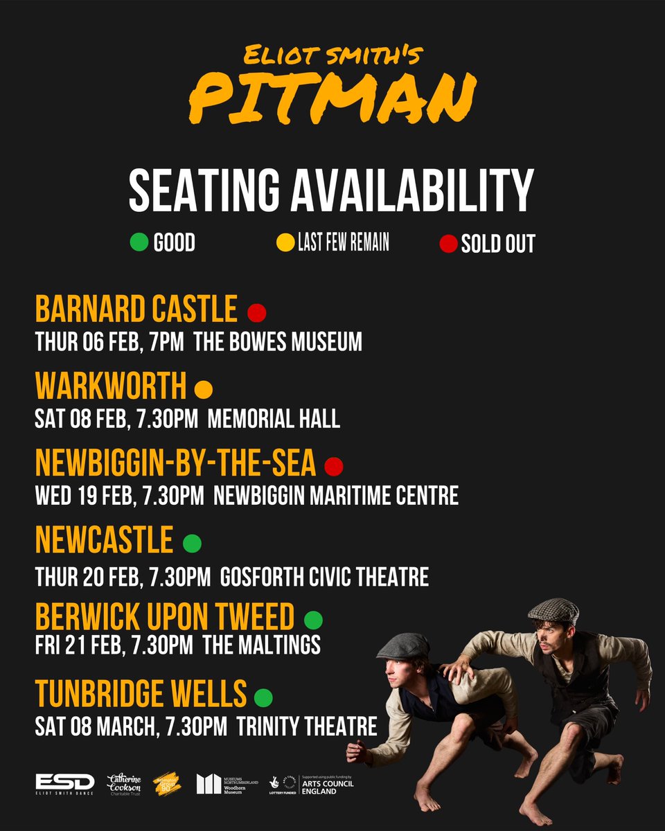 Have You Got Your Tickets Yet For Eliot Smith’s PITMAN !

A few performances already sold out and we would love to get the rest of the performances sold out too 🥰 

🎟️ Don’t miss out — BOOK TICKETS NOW — eliotsmithdance.com/pitman