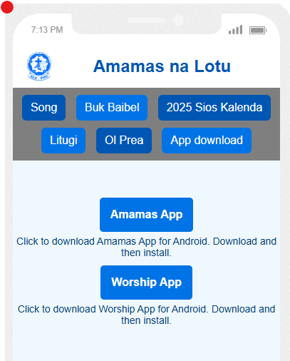 2025 ELCPNG Sios Kalenda, buk baibel, buk song &amp; liturgies. Now available online: amamas.elcpng.org. You can also download the Apps there
