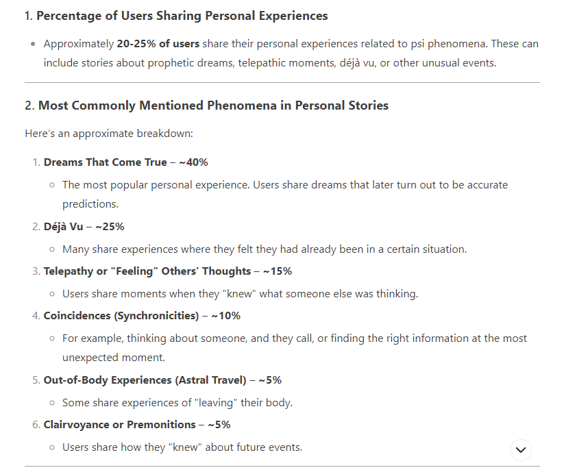scient_anomaly's tweet photo. The Chinese neural network DeepSeek says that about a quarter of all users talk about their unusual experiences: https://t.co/zaW4wZmtid