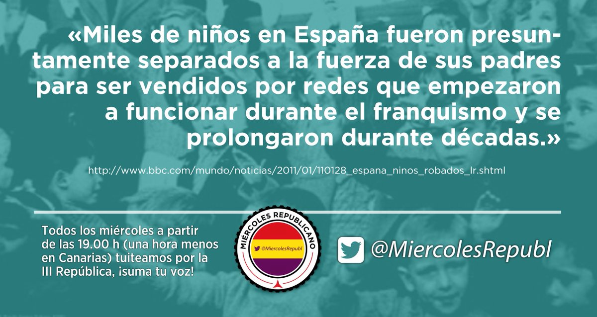 «Miles de niños en España fueron presuntamente separados a la fuerza de sus padres para ser vendidos por redes que empezaron a funcionar durante el franquismo y se prolongaron durante décadas.»

bbc.com/mundo/noticias… #FelizDomingo