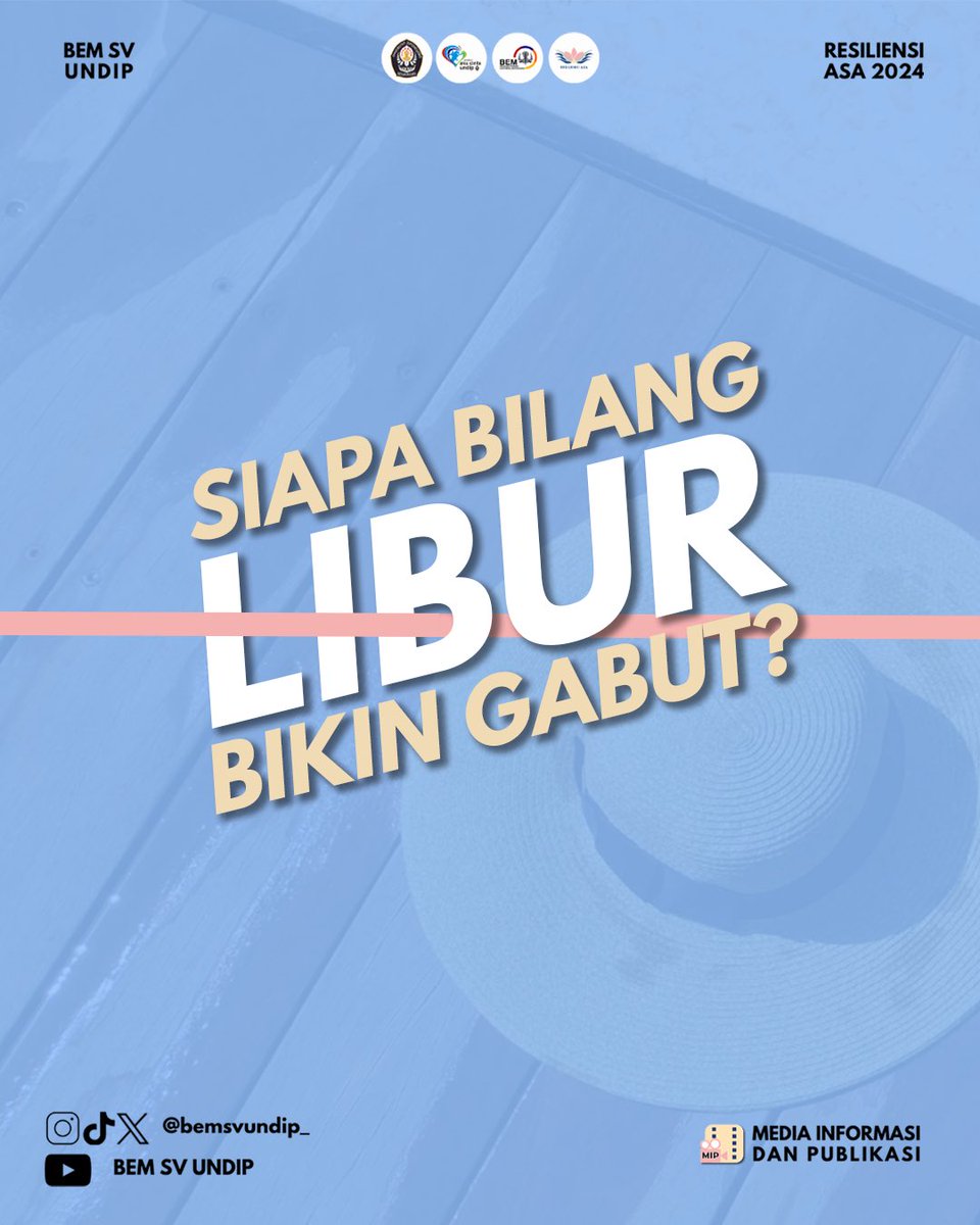 bemsvundip_'s tweet photo. ✨Siapa Bilang Liburan Bikin Gabut?✨

Nggak perlu jauh-jauh atau ribet, cukup isi dengan hal-hal yang bikin hati senang. Liburan adalah momen untuk santai, berkembang, dan menikmati waktu dengan cara yang bermakna. Yuk, manfaatkan semaksimal mungkin! 💫 https://t.co/66zCLLHgmD