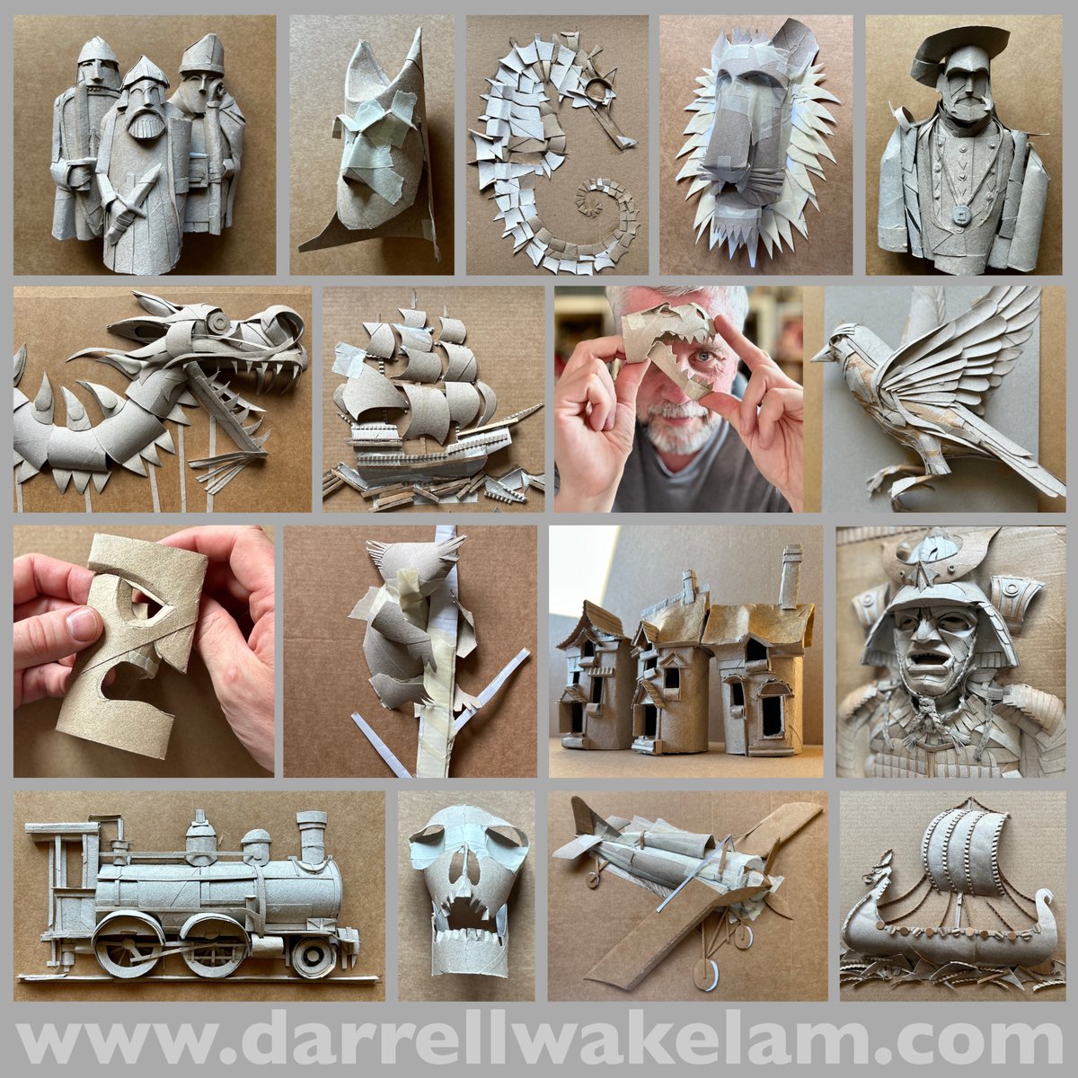 Limiting materials does not put a limit on your imagination. 
Everything you see here is made from recycled cardboard tubes. 
darrellwakelam.com