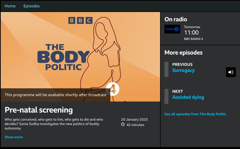I've written for the @Spectator on how making The Body Politic, a <a href="/BBCRadio4/">BBC Radio 4</a> series, has changed the way I see religion. Ep 2 on foetal screening and abortion is airing at 11am tomorrow, ep 3 on assisted dying on Mon 27th, and it'll be on BBC Sounds after broadcast.