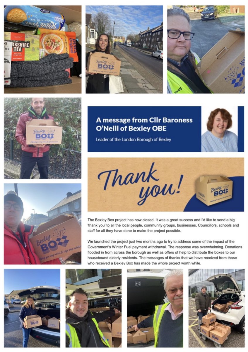 When the Labour Party cruelly cut the winter fuel allowance, our Conservative Council &amp; Councillors created the #Bexley Box. From the initial idea to final delivery took just a few weeks &amp; has helped many vulnerable Bexley residents stay warm this winter.
bexley.gov.uk/news?category=…