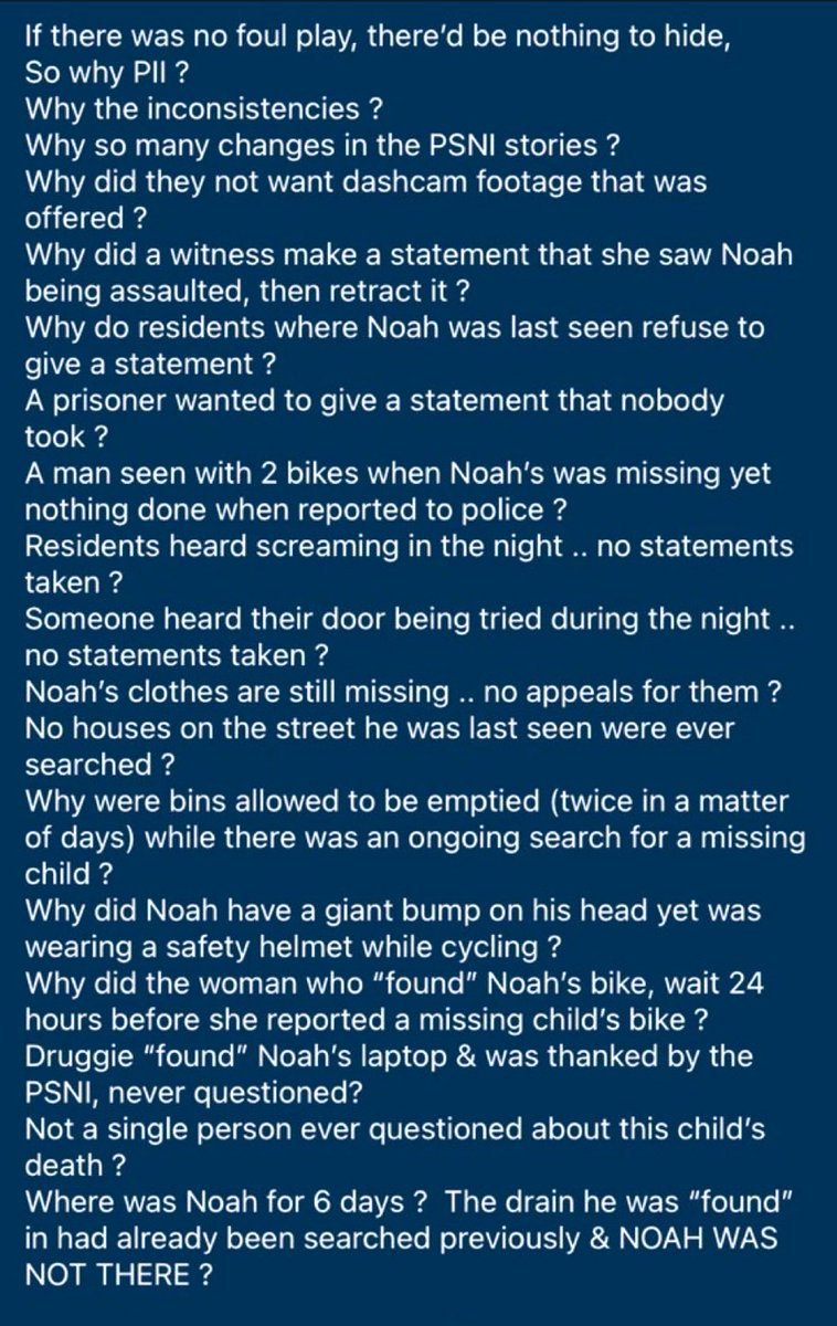 sbear101's tweet photo. Sunday reminder :
Nobody’s getting away with this ⏰
#JusticeForNoahDonohoe
#TheySaidNoFoulPlayTheyLied
#CorruptionAndCollusion
#Belfast #Ireland #Week239
#EvidenceWithheld
SO MANY QUESTIONS !!! https://t.co/nzhO4S5BgO