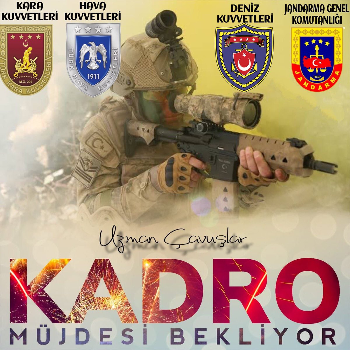 Vatan Savunmasında tam 39 yıldır kahramanca görev yaptı #UzmanÇavuş’lar Silahlı Kuvvetlerin en fazla  şehit gazi veren camiası oldular.
39 yıldır Sözleşmeyle görev yaptırıldı.
Devlete hizmet eden her kesimin sözleşmesi kaldırıldı Kadro verildi.
UzmanÇavuşlara sadece söz verildi