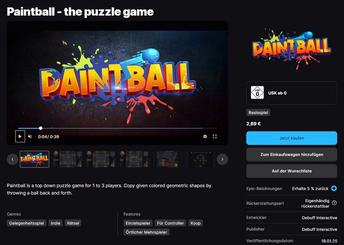 And we’re finally live!
Our multi award winning puzzle game Paintball was released on the <a href="/EpicGames/">Epic Games Store</a> Store.
Go check it out.
store.epicgames.com/en-US/p/paintb…

#indiedev #indiegames #seriousgame #madewithgodot #education #school #puzzle #Epic #epicgames