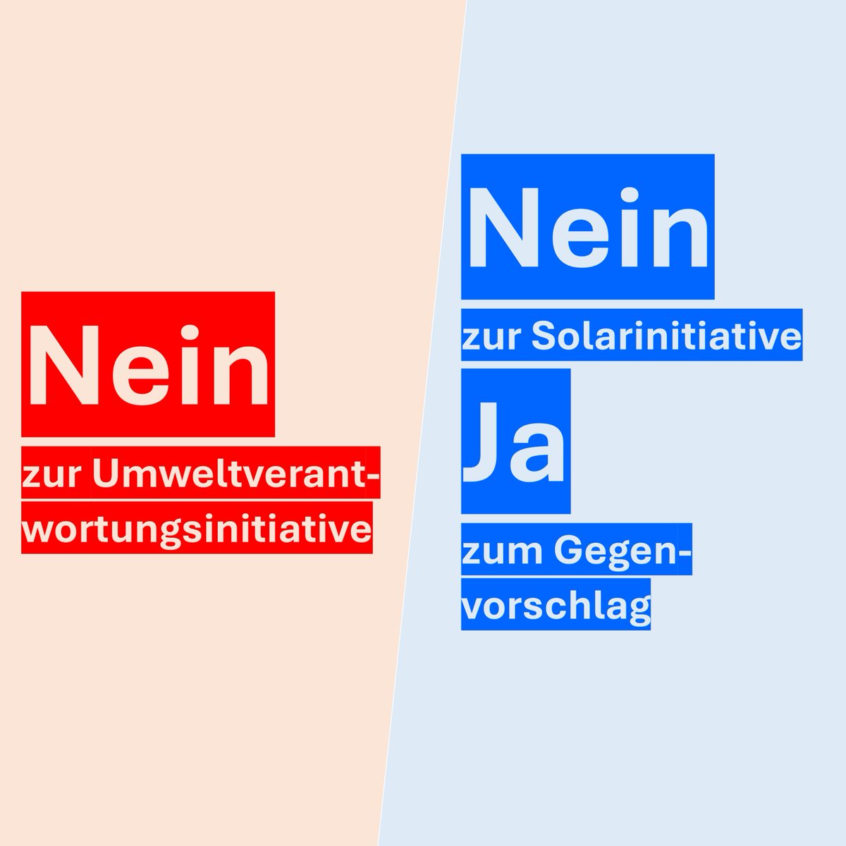 Nächsten Sonntag ist Abstimmungssonntag. Jetzt noch brieflich abstimmen und Nein zur #Umweltverantwortungsinitiative und Nein zur #Solarinitiative im Kanton #Bern stimmen. #Abst25