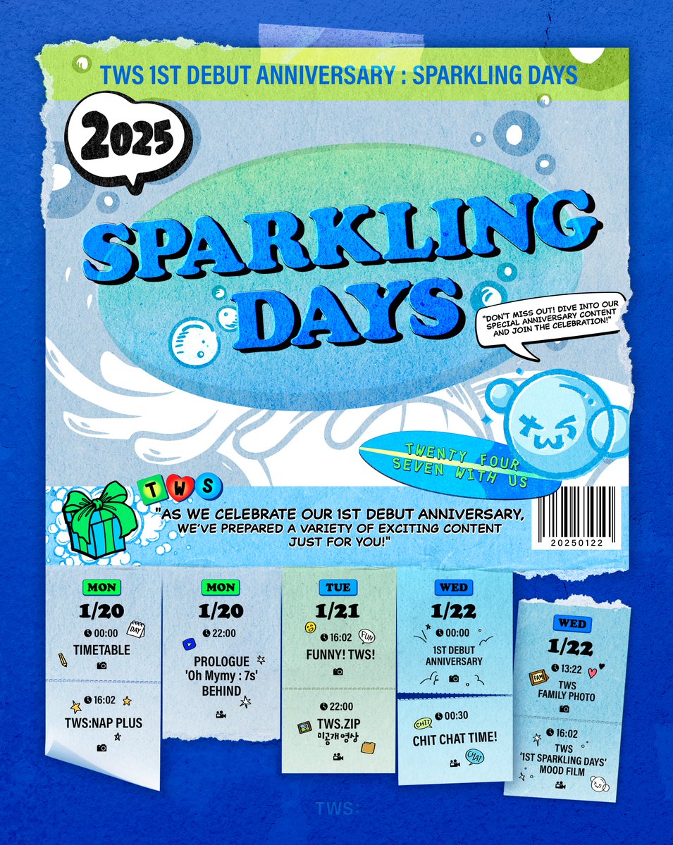 [#Sparkling_Days]
250120 Sparkling Days Timetable 💫

#TWS #투어스 #247WithUs
#2025_Sparkling_Days
#TWS_1st_Debut_Anniversary