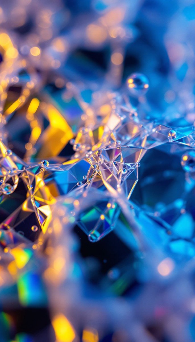 stockcake_com's tweet image. Crystalline Light Dance: Delicate #crystalline patterns emerge through #transparent layers, creating a mesmerizing display of blue and yellow light #refractions. #abstract #macro #geometric #aiart #aiphoto #stockcake ⬇️ Download and 📝 Prompt 👉 stockcake.com/i/crystalline-…".