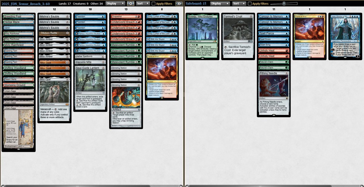 Top 4 in today's modern challenge with a last minute netdecked breach list.
R1: Gyruda WW
R2: Belcher LWW
R3: BW Blink WW
R4: Yawg LL
R5: WU Artifacts WLW
R6: WRU Energy WW
R7: UB Oculus WW
Top 8: WRU Energy WW
Top 4: Temur Eldrazi LWL