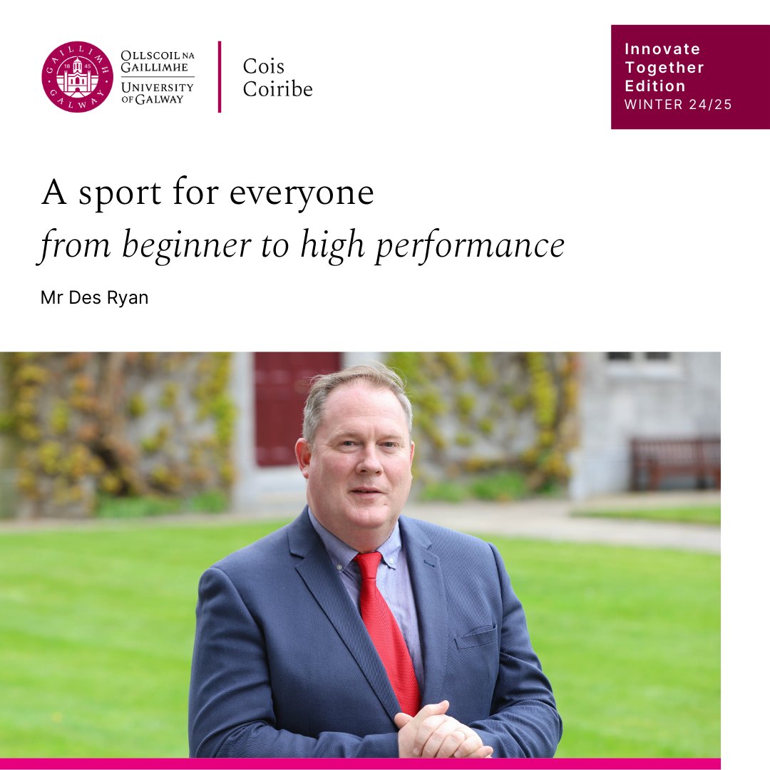 There's a sport for everyone at University of Galway. Director of Sport and Physical Wellbeing Des Ryan invites all to participate, from beginner to high performance.

👉 Discover more here: ow.ly/aEQf50UIq3N

#coiscoiribe #universityofgalway #innovatetogether
