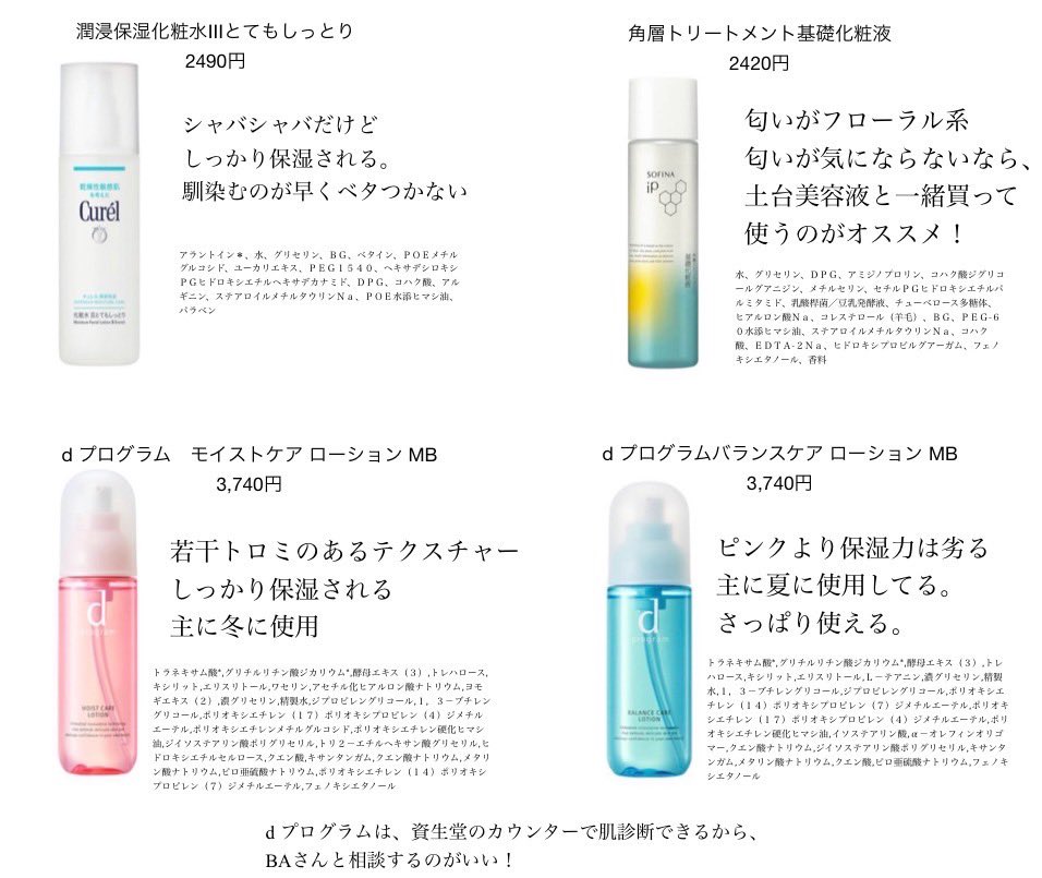 otemmba's tweet photo. ＃薄肌共有

クリームに引き続き化粧水 ver です。
特段、理由なければライン使いするのがいいと思います。

画像3枚目のベースケアセラム 土台美容液
と一緒に角層トリートメント基礎化粧液を使うのが肌が柔らかくなり、乾燥しにくいと感じました。
でも、個人的に香りが得意でなかったです。 https://t.co/shmfuqGj7T