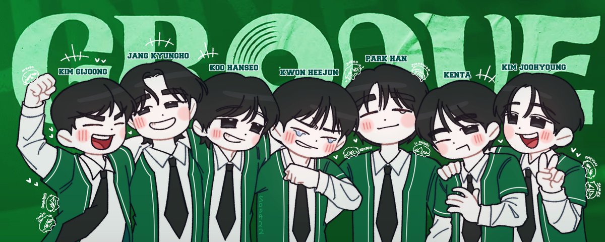 soda92503's tweet photo. GROOVE Family 💚💚💚 (re-upload)
#유니버스리그 #universeleague #장경호 #김대윤 #구한서 #켄타 #서정우 #배재호 #박한 #김주형 #허쥔진 #여강동 #김기중 #권희준 #젠젠 #리쯔웨이 #히로토 #제임스 #fanart https://t.co/CKCFQr165K