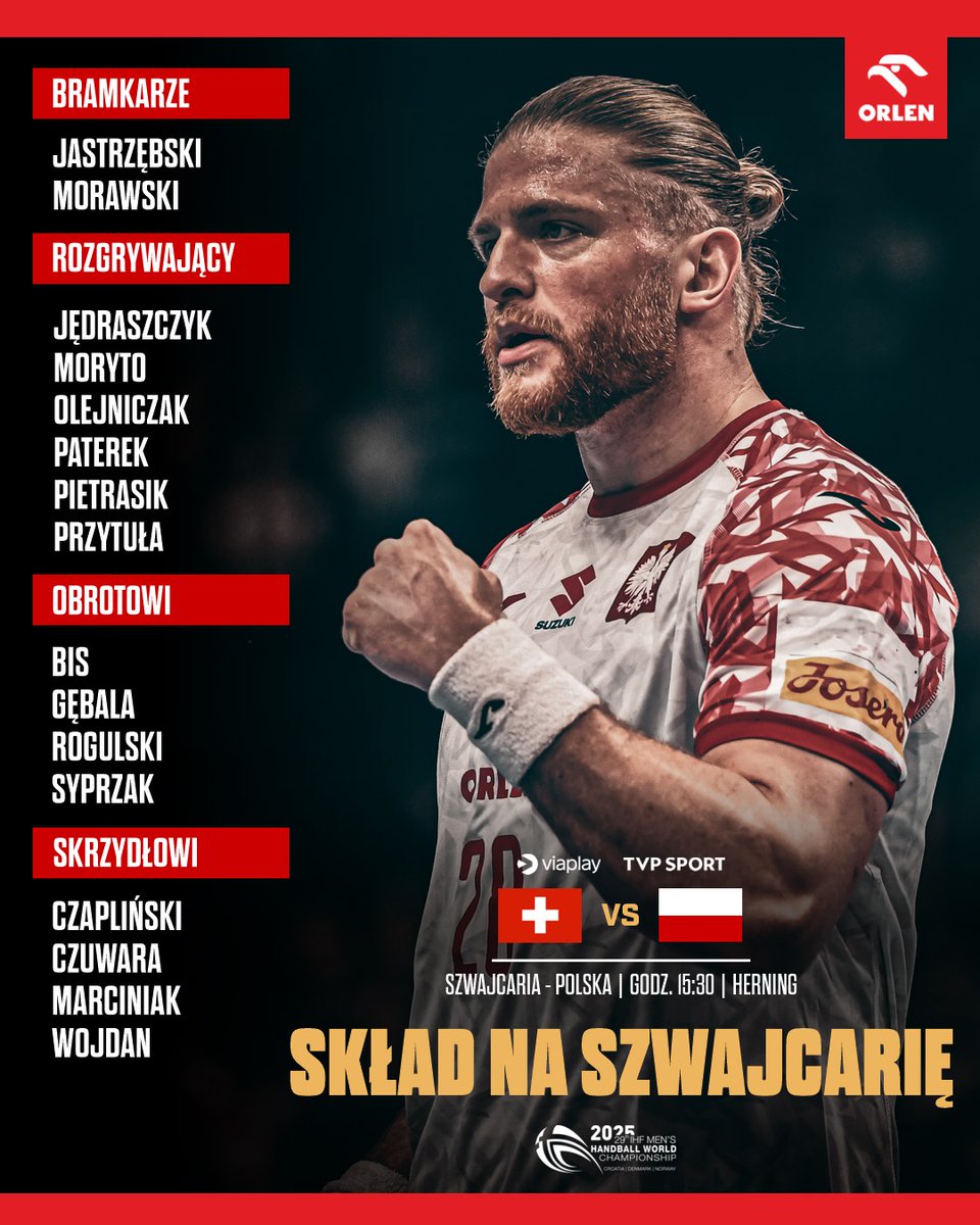 handballpolska's tweet photo. W takim składzie zagramy dziś z Szwajcarią! 📋

Do boju 𝙋𝙤𝙡𝙨𝙠𝙖❗

#handballpolska https://t.co/AiK5rzNLh0