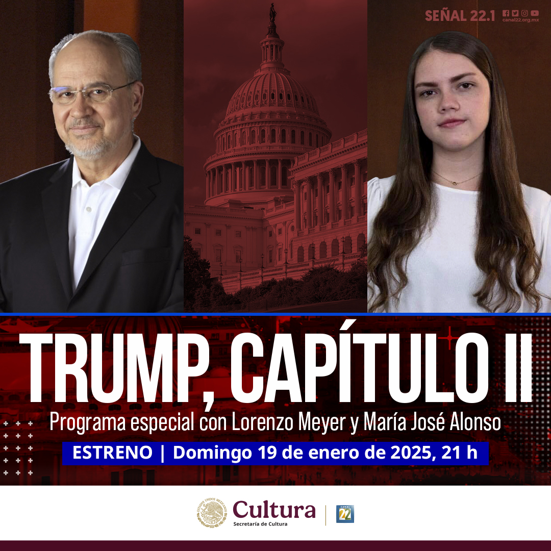 Canal22's tweet image. Disfruta tu fin de semana con lo más destacado del día de hoy. 📺✨

🎵Jazz boleros y algo más | Muladar
⏰17:00 h 
😈 @ChamucoTV 
⏰20:00 h 
🗣#ProgramaEspecial 
Trump, cápitulo II
⏰21:00 h
🎬#Cinema22
Conozca la cabeza de Juan Pérez | Dir. Emilio Portes
⏰22:00 h