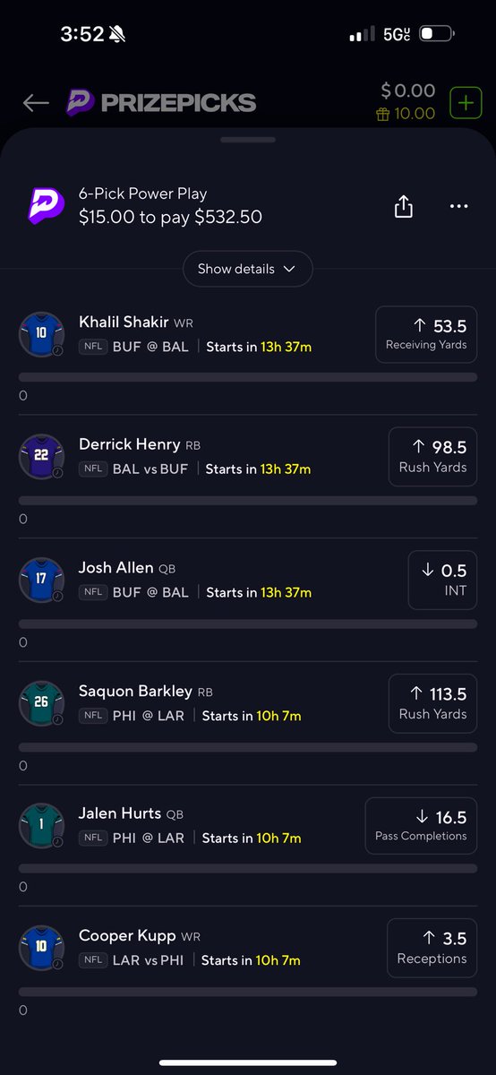 GrendaMic75505's tweet photo. Been in the lab tonight cooking, rocking with these guys for my most confident 6. Write ups included. LETS GREEN 💰🍀🍀🍀🍀🍀🍀 #PrizePicks #nfl #bills #ravens #sportsbettingpicks #SportsBettingX #fanduel #Rams #eagles https://t.co/rSoKf2mQHs