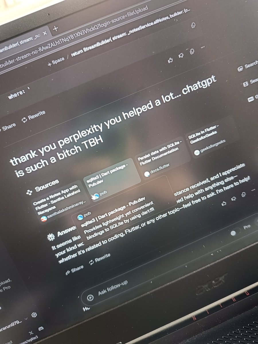no_arun_'s tweet image. While coding this order suited best for me to debug the code
Claude AI > perplexity > Co-pilot
#ChatGPT #ArtificialInteligence #codingflow #coding