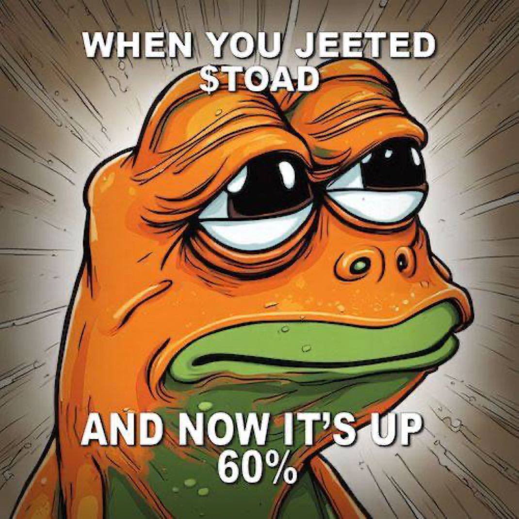 ToadS0L's tweet photo. You missed $TRUMP, and you’re also selling the previous #memecoins you were holding to buy new ones. 
#Altcoins will be the first to grow in a bull run, and this will be exactly the period in which most of the people will jeet their bags to buy new tokens and get rugged. Isn’t a matter of destiny; it is a matter of choices. Take advantage of every single opportunity. 🐸