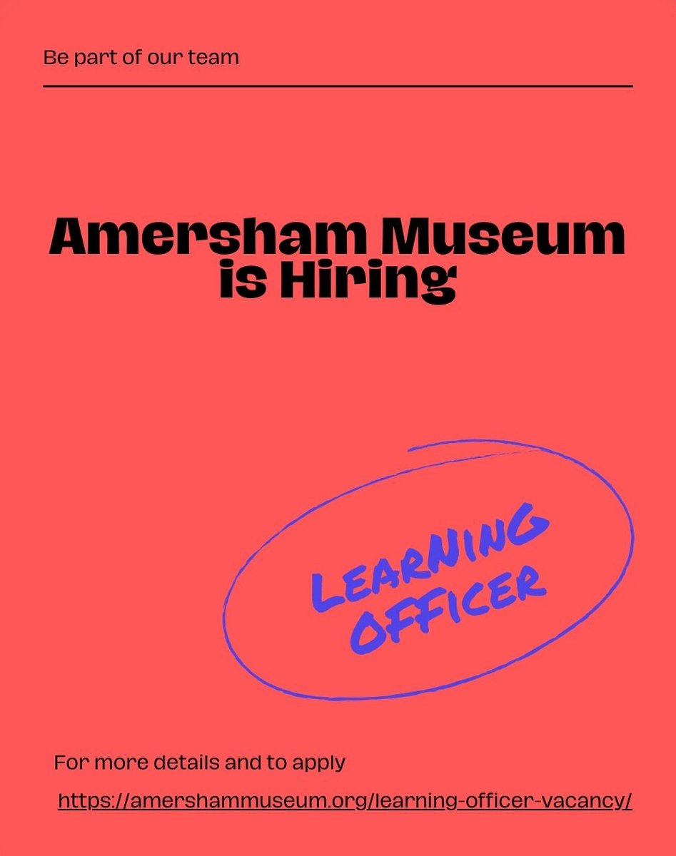 Amersham Museum (@amershammuseum) on Twitter photo Job Opportunity!! #AmershamMuseum have a vacancy for our permanent Learning Officer role. We are keen to find an experienced & enthusiastic person to take the lead on our formal &informal learning programme.
To read more & to apply please go to amershammuseum.org/learning-offic… <a href="/MusDevSE/">Museum Development South East</a> Job Opportunity!! #AmershamMuseum have a vacancy for our permanent Learning Officer role. We are keen to find an experienced & enthusiastic person to take the lead on our formal &informal learning programme.
To read more & to apply please go to amershammuseum.org/learning-offic… <a href="/MusDevSE/">Museum Development South East</a>