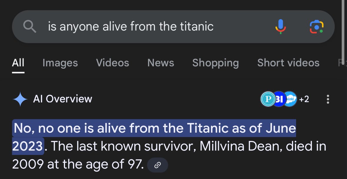 Danno_Cal's tweet photo. I love how even though the last person from the titanic died in 2009, it says “as of June 2023” as if this info might somehow become outdated in the future https://t.co/VeOgCN6PdI