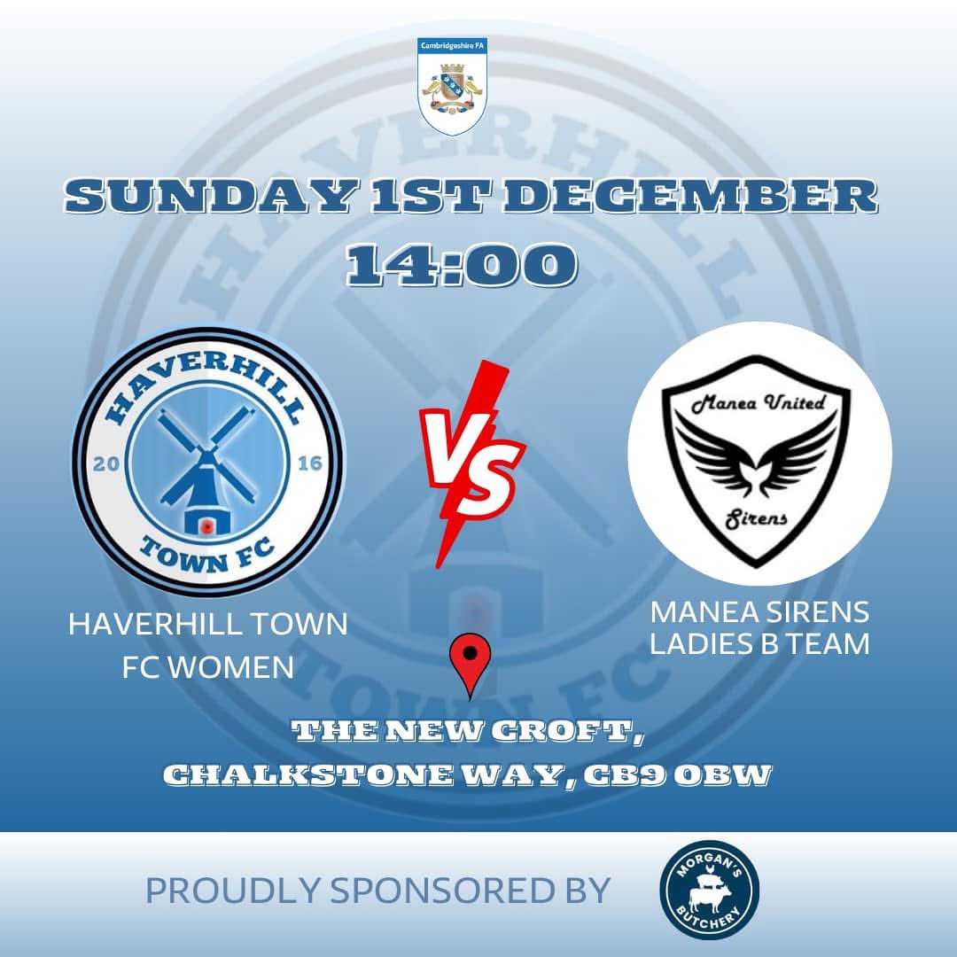 FIRST GAME OF THE YEAR ⚽️

📅 Sunday 19th January
🆚 <a href="/WAFCladies/">Whittlesey Athletic Ladies</a> 
🕑 14:00 Kick Off
📍 Motts Field, Haverhill 

Good luck to our ladies playing today!⚽️💙
