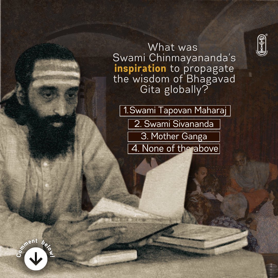 Chinmayananda's tweet photo. Answer correctly!
#chinmayamission #swamichinmayananda #quiztime #quizinstagram #quizzes #quizzes #quizoftheday #questionsandanswers #didyouknowthat #didyouknowgram #lifestories #generalknowledgeindia #doyouknow #gkquestions #gkfacts #peopleofindia https://t.co/7X8n8Qn9UC