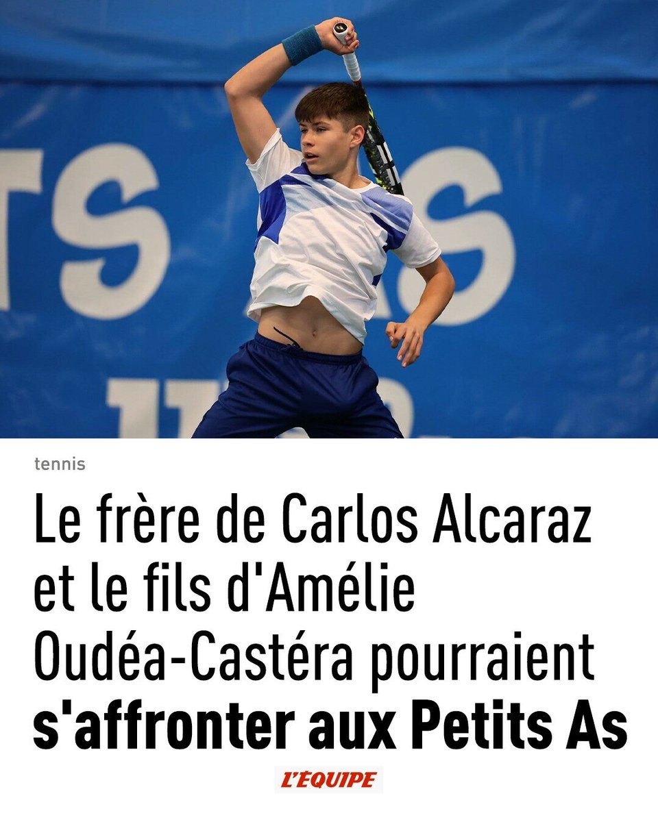 lequipe's tweet photo. Le frère de Carlos Alcaraz et le fils d'Amélie Oudéa-Castéra pourraient s'affronter aux Petits As

S'ils remportent leur deuxième tour ce dimanche, ils pourraient se disputer une place dans le tableau final.

➡️ https://t.co/L1Lod9sVu3 https://t.co/mZ1bh3vl0x