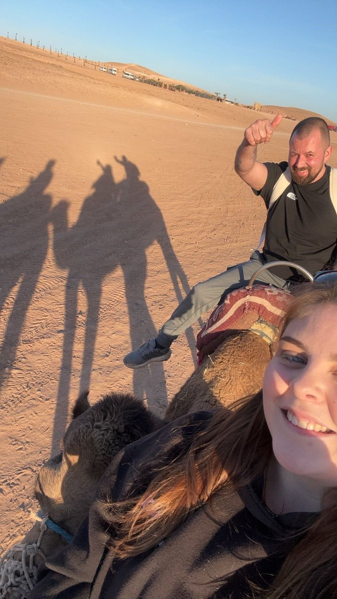 KushtiBokLady's tweet photo. Life after bowel cancer, 4 months post op Milli riding a camel in Morocco. Happy days after an awful year of chemo, radio & major surgery. #bowelcancer #stoma #canceruk #nevertooyoung https://t.co/rXDaZHr8uo
