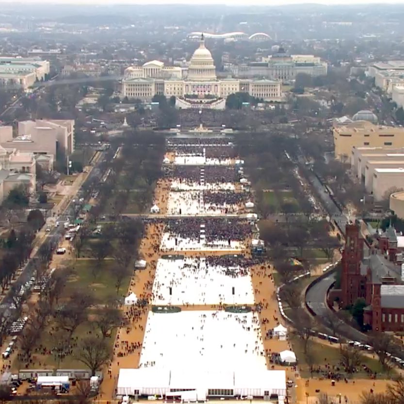 madameshawshank's tweet photo. @CaraMia200 Obama’s crowd
#Trump’s crowd

His people know there are lots of vacancies in hotels in and around #Washington DC. That meant small crowd

#MrId would have found that an unbearable narcissistic injury

Hence the move to indoors

#MAGA who’ve forked out $s to see their hero are 😡 https://t.co/8nrxoNvBDN