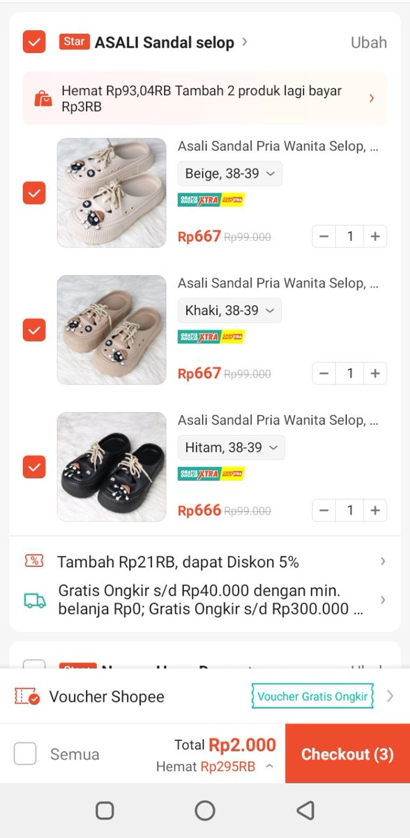 2000 ribuan dapat 3 sandal sekaligus 
Belinya disini ↙️ 
s.shopee.co.id/1LQFHQ8QJ3