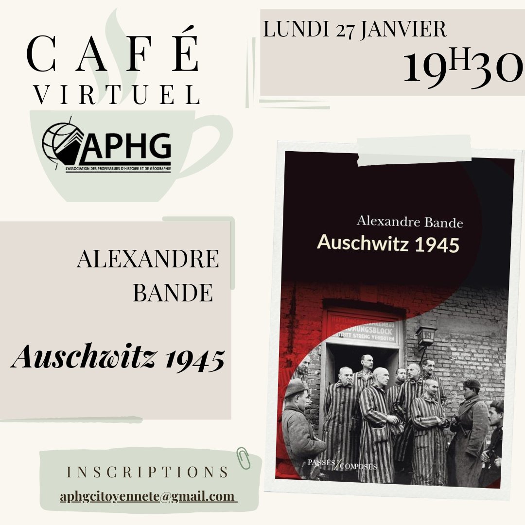 L'histoire d'Auschwitz en 1945 : rendez-vous lundi 27 pour échanger avec Alexandre Bande
#Auschwitz #80ans