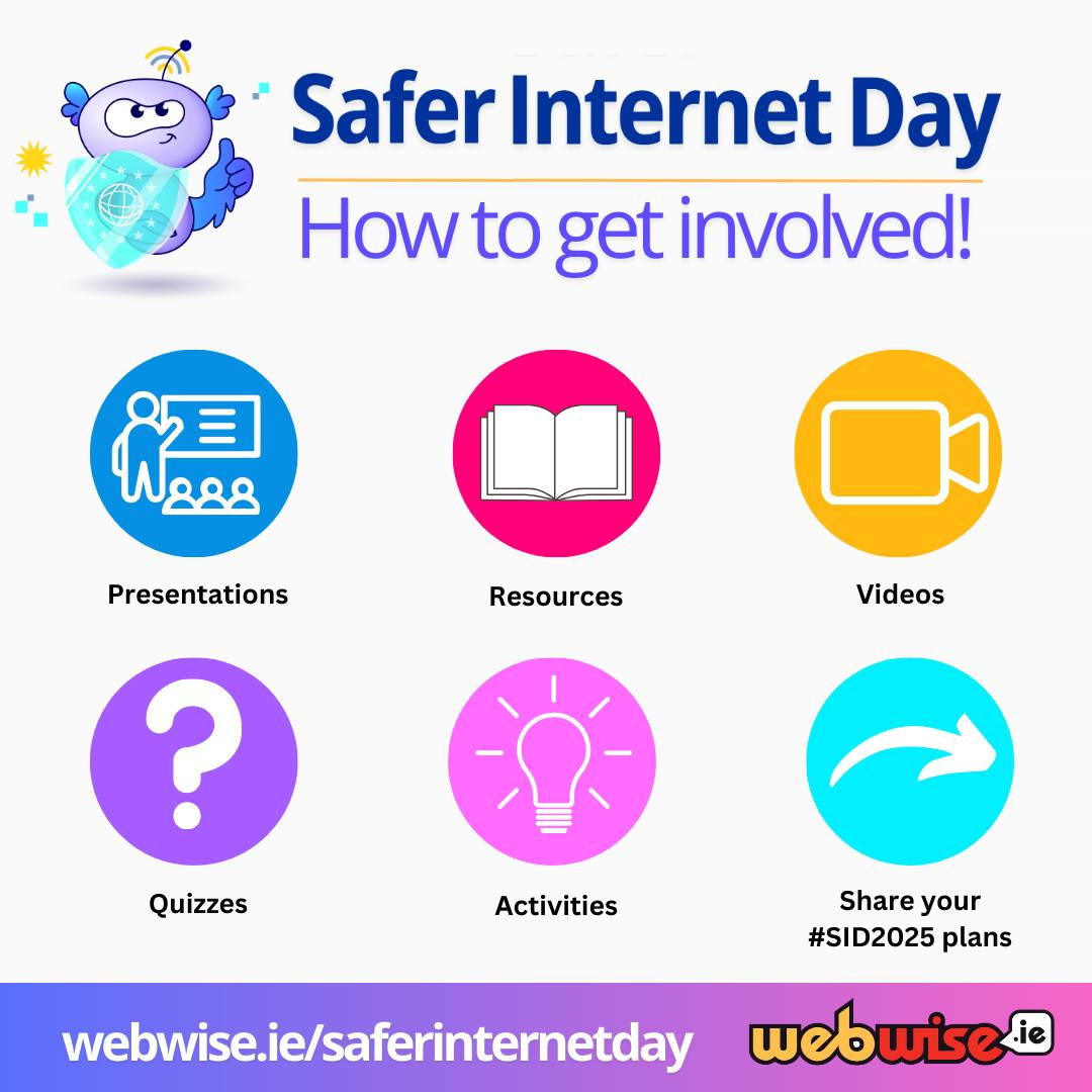 Webwise_Ireland's tweet image. 🗓 Safer Internet Day takes place on Tuesday, February 11th.

❓Are you, your school, club or organisation planning to highlight #onlinesafety to mark #SID2025?

💡Getting involved is easier than ever - visit our SID Hub for lots of ideas: bit.ly/38sEmPH

#Edchatie