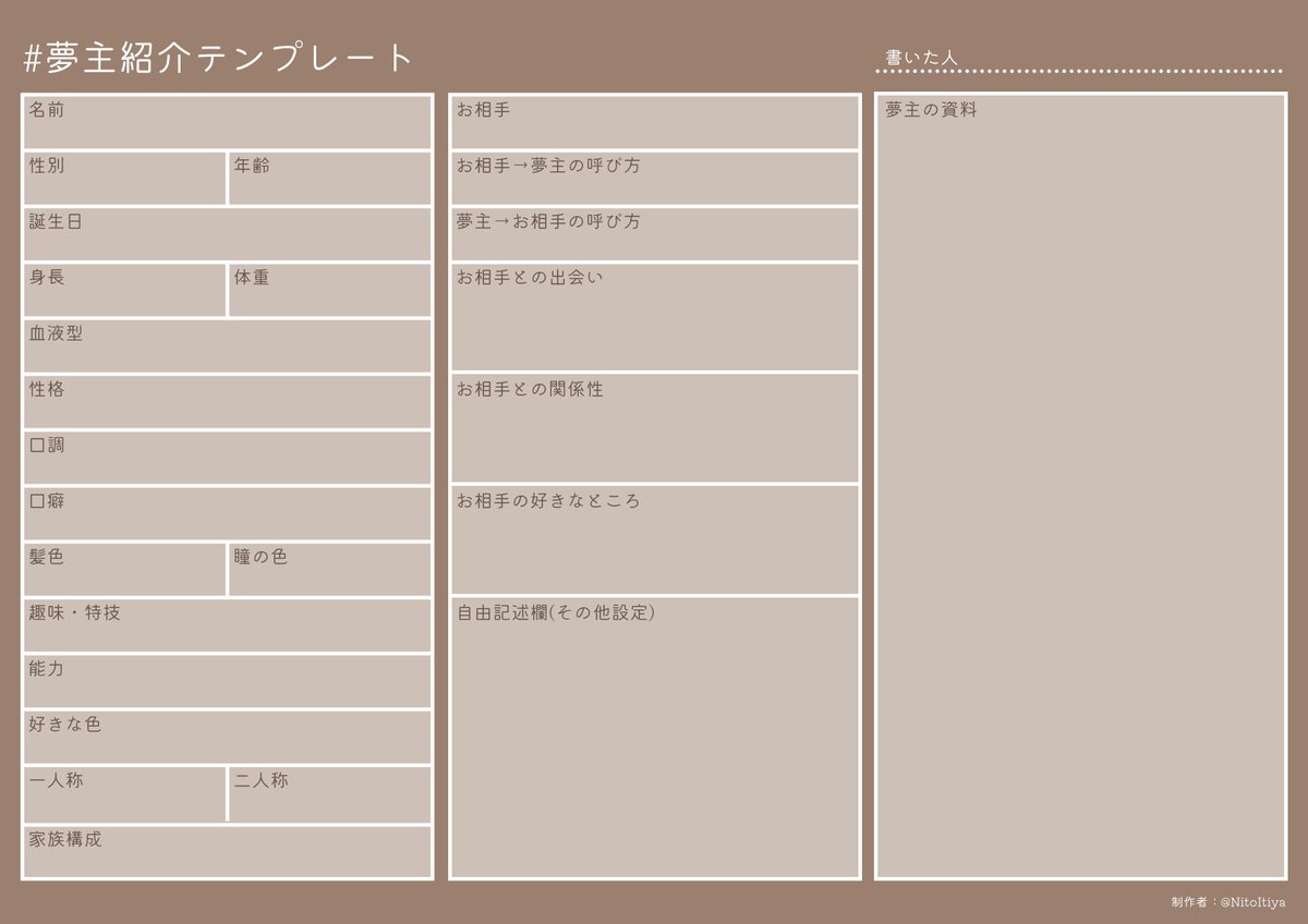 #夢主紹介テンプレート
③ 
