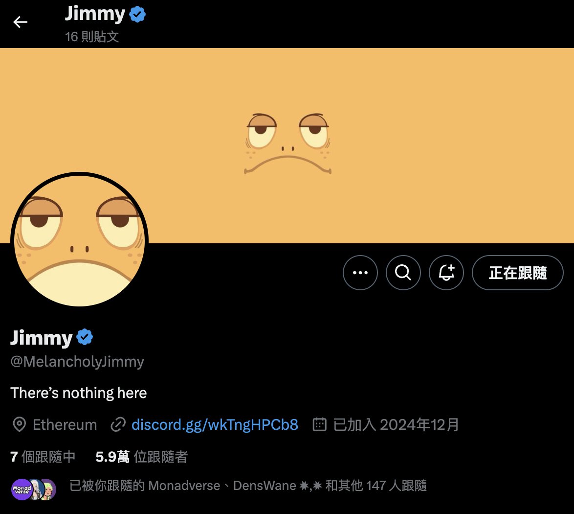 Missed $TRUMP? Don't worry. 
What if I tell you that you can own <a href="/MelancholyJimmy/">Jimmy</a> for free? sounds sus? not at all ⬇️ 

⚠️ 2 WHITELIST SPOTS ⚠️ 

Steps ✅ 
1️⃣ Follow <a href="/MelancholyJimmy/">Jimmy</a> 
2️⃣ Follow <a href="/willie_dentist/">Dr. Willie 威力👨‍⚕️🦷</a> <a href="/0xYeye_/">yeye</a> <a href="/0xHaruHaru/">Haru ☁️ ♡</a> <a href="/evasweb3/">Eva</a> <a href="/0xLD__/">樂弟 LD👨‍🔬Blast 空投研究員</a> <a href="/moonlitislit/">0xMoonlit 🔴💨</a> 
3️⃣ Repost and