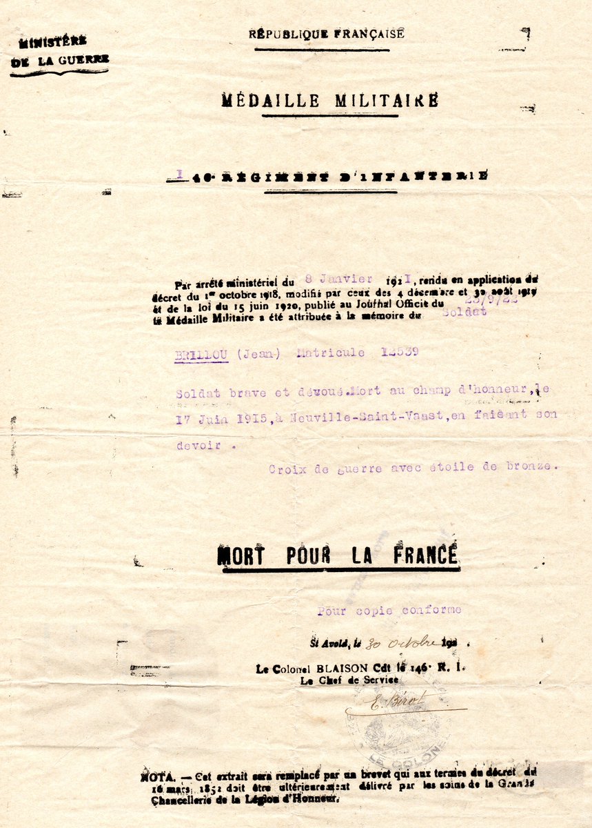 #1J1P <a href="/tadoukoz/">Tadoukoz</a> , saisie faite :
BRILLOU Jean du 146e RI tué le 17 juin 1915.
Source : Michel BRILLOU (petit neveu) 
tadoukoz.net/piwigo/picture… 
suite reportage francetvinfo.fr/societe/guerre…