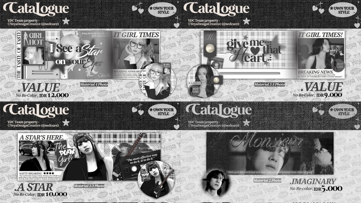 sedcure's tweet image. PROMO NEW YEAR DISKON 50%‼️
Sedia layout. made by request Coquette, Gemoy, Jamet, Couple, Handrawn.—⁠— Start 💵 4.5k, skuy jajan di Yeya! Diskon tanpa minimal order loh🥳🎉
#zonauang

CATALOGUE 📌 surl.li/oljamh