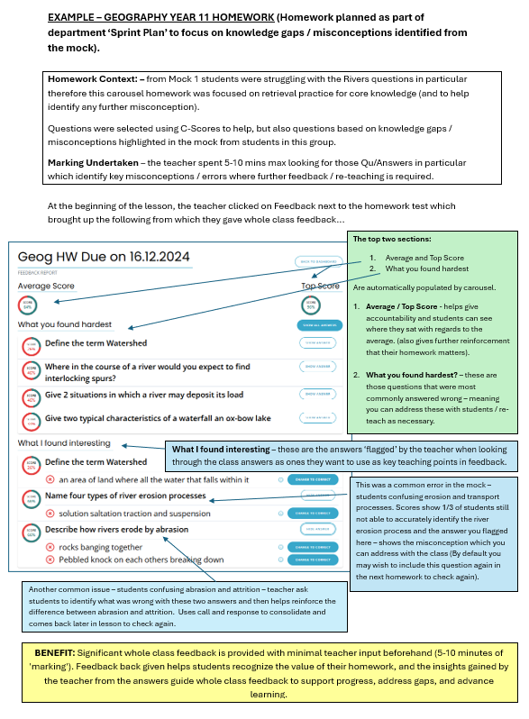 RobGeog's tweet photo. Example of using @Carousel_Learn to help close knowledge gaps / provide feedback to advance learning and support raising achievement through the use of Carousel's Marking and Feedback tool. Minimum teacher input prior to lesson - but enabling high leverage feedback to be given within the lesson. @carnaby_mr @richardtutt @astreaacademies #geography #geographyteacher #retrievalpractice #carousel