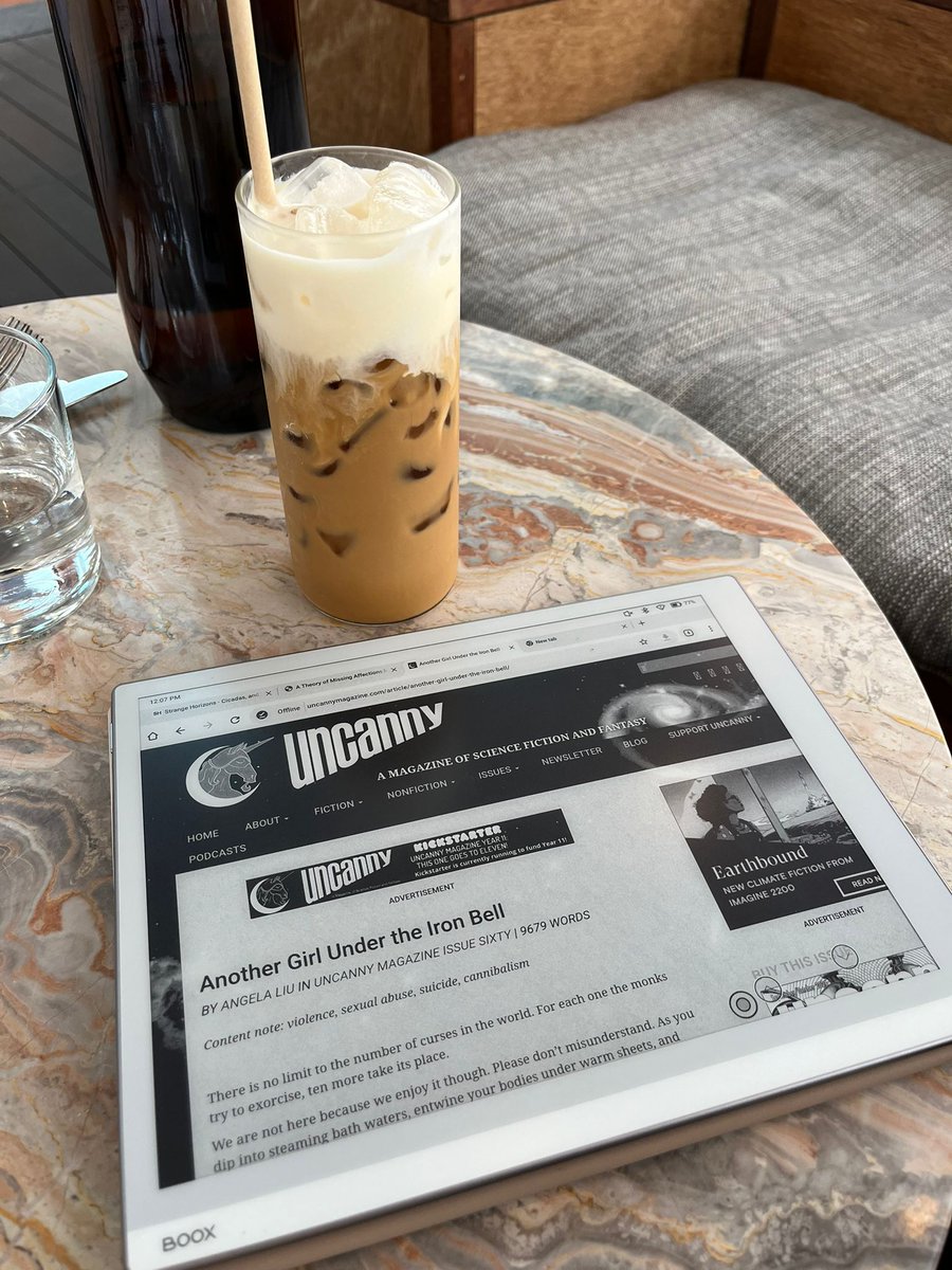 Megan Chee 🐈⬛ (@meganflchee) on Twitter photo Catching up on 2024 short fic and had to start with <a href="/liu_angela/">Angela Liu</a> in Uncanny. Another Girl Under the Iron Bell is a darkly romantic novelette about a demon forced to be an assassin. Lovely, sharp, atmospheric prose as always from Angela. Catching up on 2024 short fic and had to start with <a href="/liu_angela/">Angela Liu</a> in Uncanny. Another Girl Under the Iron Bell is a darkly romantic novelette about a demon forced to be an assassin. Lovely, sharp, atmospheric prose as always from Angela.