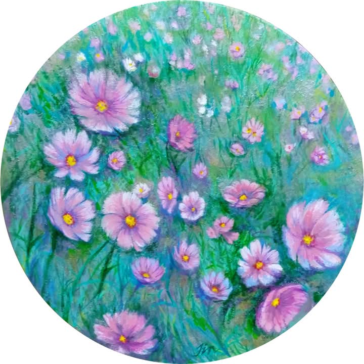 油彩　コスモス