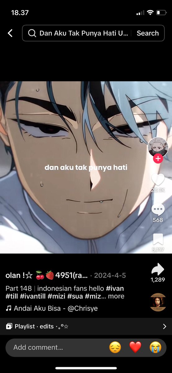 OneNonom's tweet image. Dari kemarin nangisin ivantill edit di tt pake lagu indo mulu😭😭😭😭😭😭😭😭