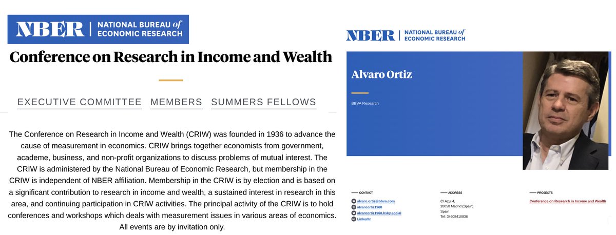 alvaroortiz1968's tweet image. Thrilled to become member of prestigious Conference on Research in Income and Wealth (CRIW), administered by the NBER! A Super mix of Top Researchers (@nberpubs), policymakers (@federalreserve, @WhiteHouseCEA & @USTreasury) and stat off. from 🇺🇸 & 🇨🇦Canada (@BEA_News, @BLS_gov,…