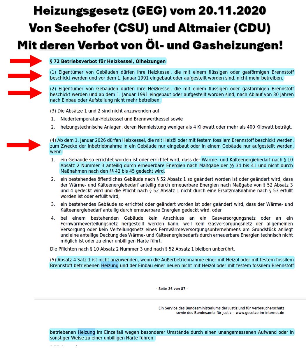 Weil ich es gerade nochmals zur Hand habe, das hier ist die Fassung des GEG 2020, das von CDU/CSU stammt und schon seit November 2020 als "Heizungsgesetz" galt.
