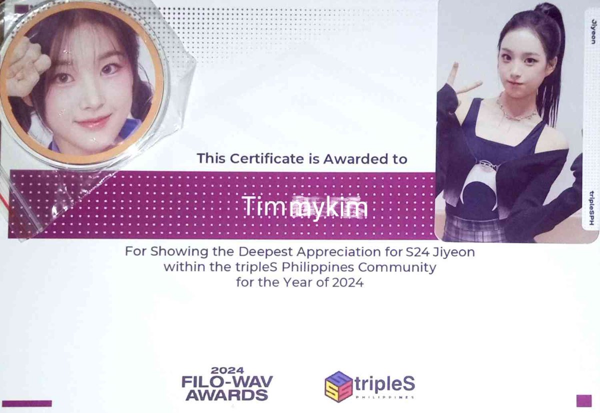 timmychuuda's tweet photo. Won Best Jiyeon stan of the Year 2024 πβ¨ Thank you & Congrats on a successful cup sleeve event @tripleScosmosPH π
Didn't get to attend cause currently overseas but I'm forever grateful to the part of filowav & tSPH community β€οΈ
#tripleS #νΈλ¦¬νμμ€ #VerSSSus
@triplescosmos https://t.co/HDT9qzIJfQ