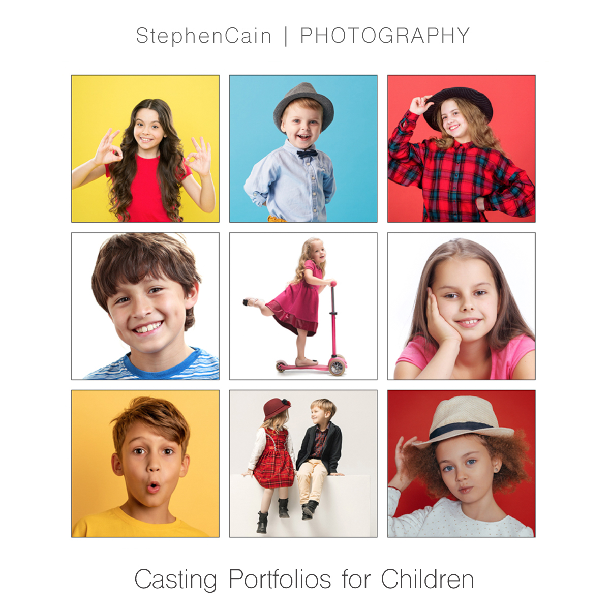 CASTING PORTFOLIOS FOR CHILDREN

 £150 – Wrexham Studio - January February &amp; March

Accredited photographers with Spotlight &amp; StarNow. 

45 MINUTE STUDIO SESSION 6 PROFESSIONALLY EDITED IMAGES

Online booking at - stephencainphotography.co.uk/booking
