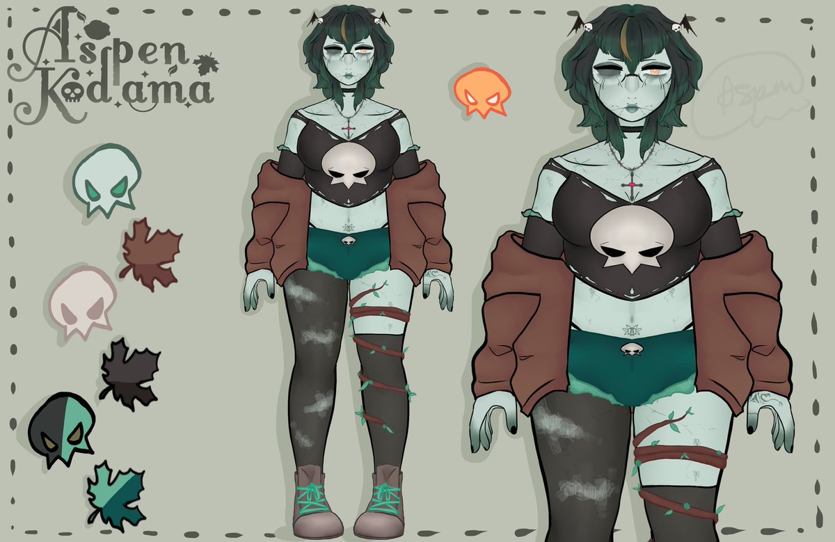 AspenKodama's tweet photo. Hey ♡ It's Zombae! 
Otherwise known as Aspen Kodama~
I'm an undead forensic analyst but I don't look it cuz of my casual fit
#VtuberEN #Vtuber #artist https://t.co/oaJNLXhy1s